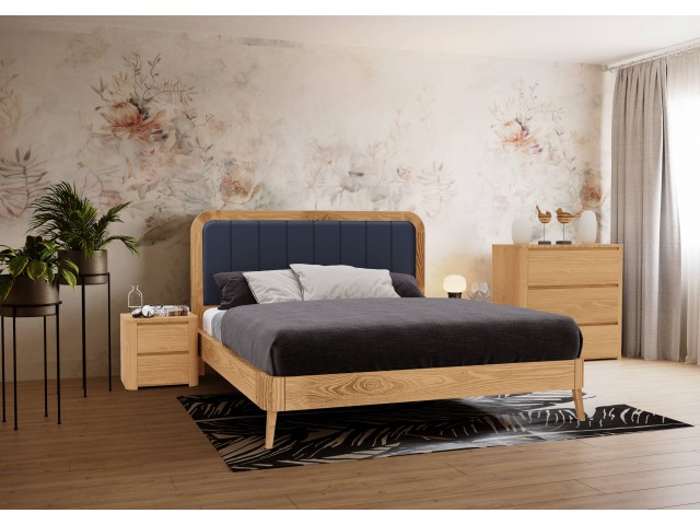 «Форсса 2 (ясен)» дерев'яне ліжко з м'яким узголів'ям