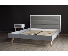 «Емілія» дерев'яне букове ліжко на ніжках з м'яким узголів'ям колір сірий лак