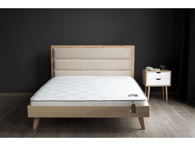 «Моніка з п/м» дерев'яне букове ліжко на ніжках з підйомним механізмом колір капучіно