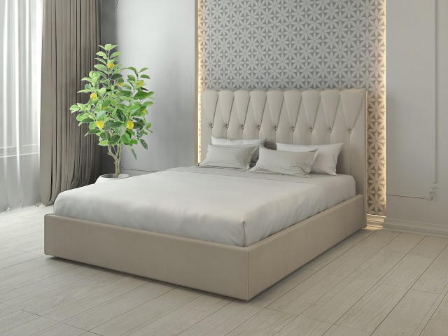 Класичне м'яке ліжко «Лісабон» з високим узголів'ям