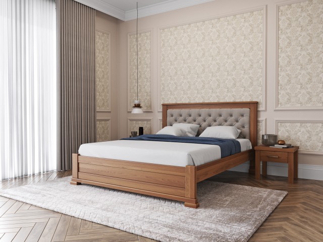 М’яке узголів’я та вишуканий дизайн: ліжко «Лорд М50» з масиву бука