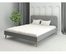 Ліжко «Пекін» з м'яким узголів'ям на дерев'яних ніжках