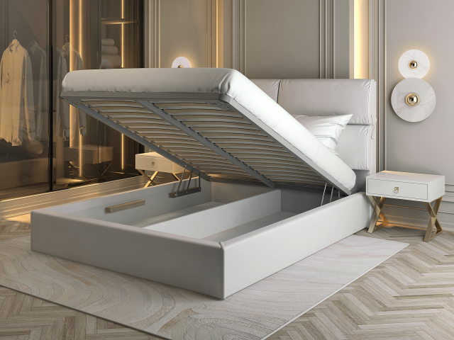 «Санремо-1 з п/м» ліжко з м'яким високим узголів'ям та підйомним механізмом