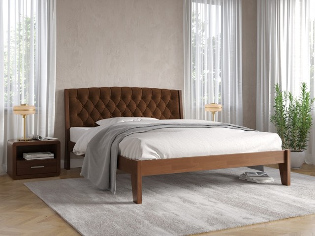 «Алекс» — двоспальне дерев'яне ліжко з м'яким узголів'ям Arbor Drev