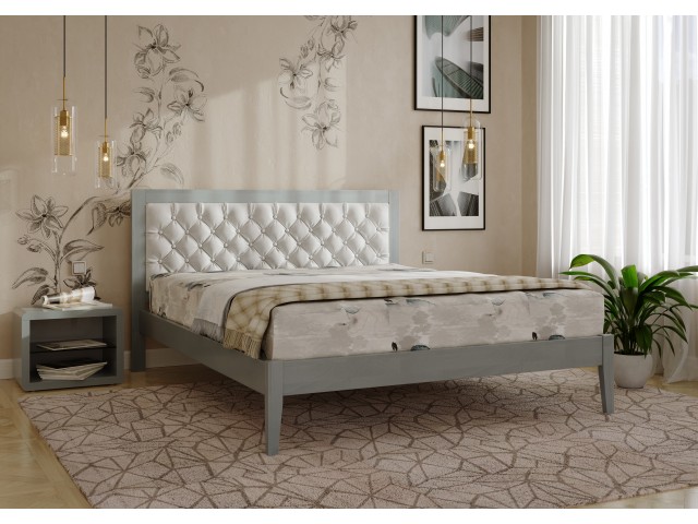 «Грація Люкс» — елегантне двоспальне дерев'яне ліжко з м'яким узголів'ям Arbor Drev