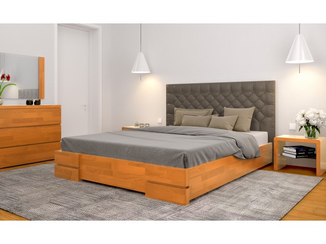 «Камелія» — двоспальне дерев'яне ліжко з м'яким узголів'ям ArborDrev