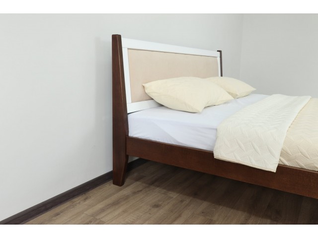 Магнолія двоспальне дерев'яне букове ліжко з ящиками та без ящиків