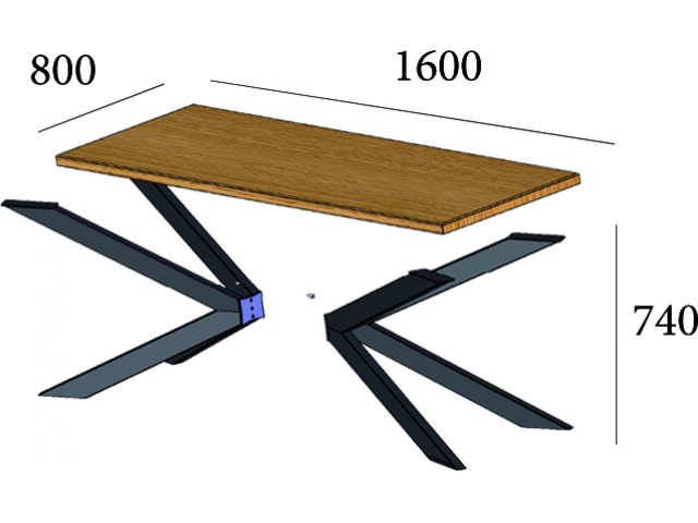 Ікс - дерев'яний ЛОФТ стіл сучасного дизайну 80+160 см (Метал Дизайн)