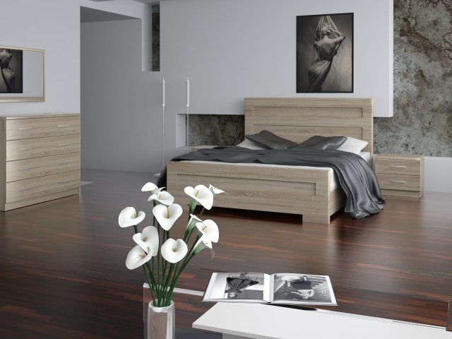 Ліжко дерев’яне одно/двоспальне Кармен з висувними ящиками (МДФ)
