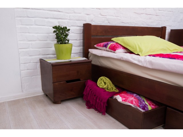 Ліжко дерев’яне двоспальне Айріс (Iris) з висувними ящиками (Бук, щит)