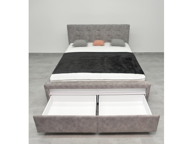 «L004» — двоспальне м'яке ліжко з ящиками спереду або механізмом Rizo Meble