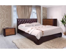 Ліжко дерев’яне м'яке двоспальне Ассоль ромби з підйомним механізмом (м'яке узголів'я) 160х200см Венге