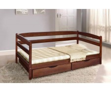 Ліжко дитяче дерев'яне односпальне Єва (Бук) з ящиками для білизни