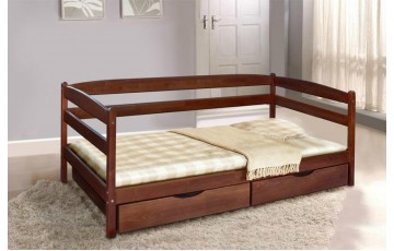 Кровать десткая деревянная односпальая Ева (бук) с ящиками для белья