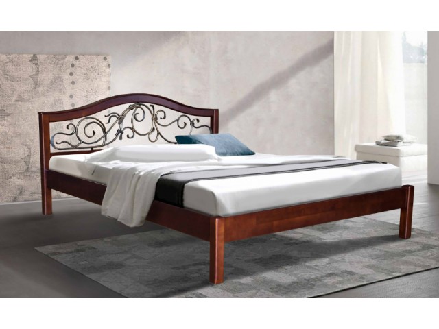 Ліжко дерев'яне двоспальне Ілона (Вільха), 160*200 см, узголів'я 91 см
