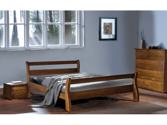 Ліжко дерев'яне двоспальне Монреаль (Вільха), 160*200 см,  узголів'я 89 см